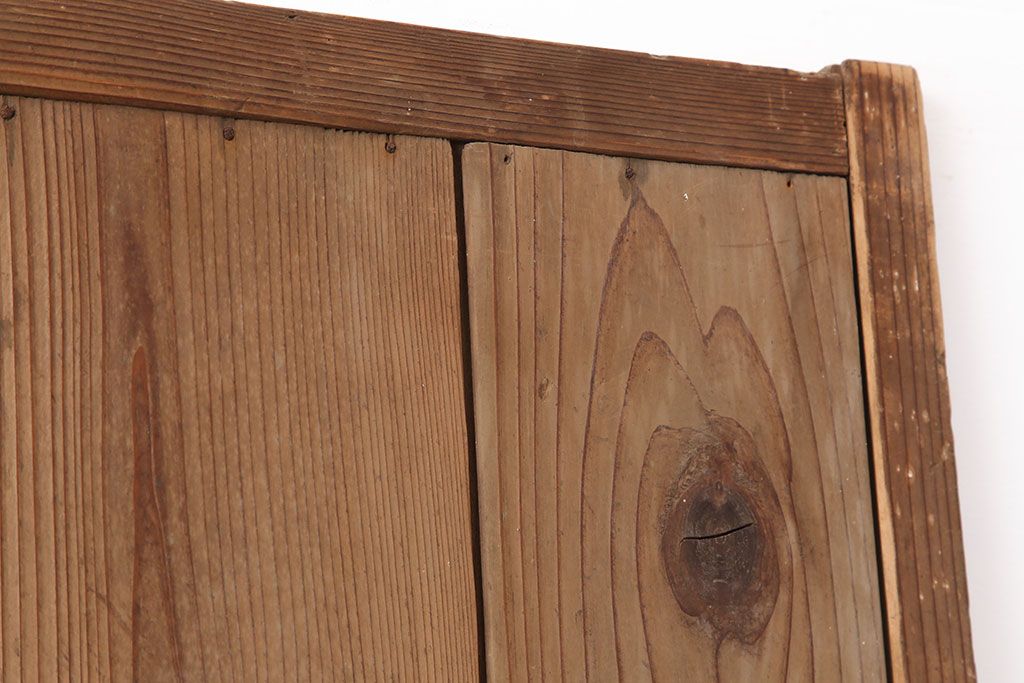 レトロ建具　昭和レトロ　昭和中期　木味が魅力のシンプルな引き戸2枚セット(板戸、雨戸)(R-040512)