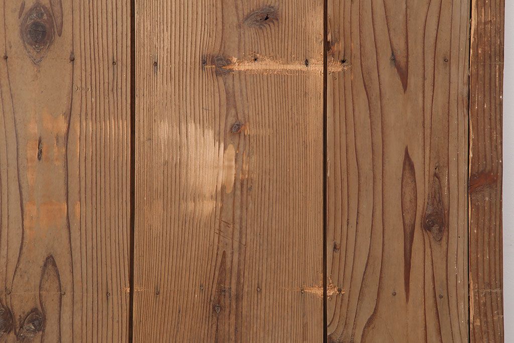 レトロ建具　昭和レトロ　昭和中期　木味が魅力のシンプルな引き戸2枚セット(板戸、雨戸)(R-040512)