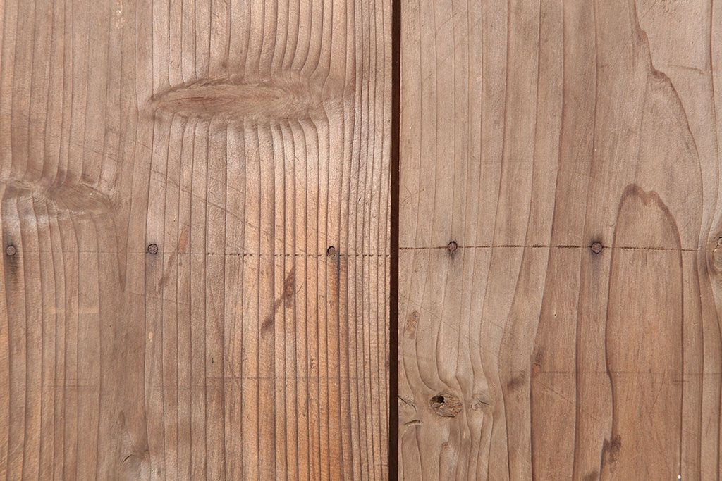 レトロ建具　昭和レトロ　昭和中期　木味が魅力のシンプルな引き戸2枚セット(板戸、雨戸)(R-040512)