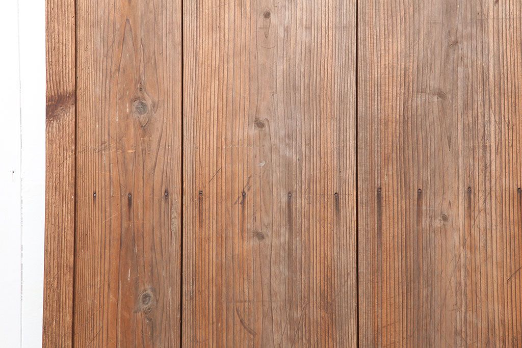 レトロ建具　昭和レトロ　昭和中期　木味が魅力のシンプルな引き戸2枚セット(板戸、雨戸)(R-040512)