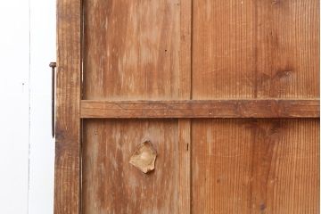 レトロ建具　昭和レトロ　昭和中期　木味が魅力のシンプルな引き戸2枚セット(板戸、雨戸)(R-040512)