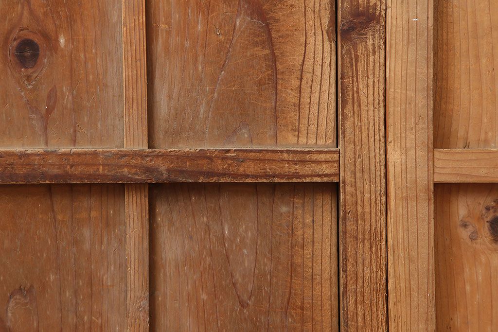 レトロ建具　昭和レトロ　昭和中期　木味が魅力のシンプルな引き戸2枚セット(板戸、雨戸)(R-040512)