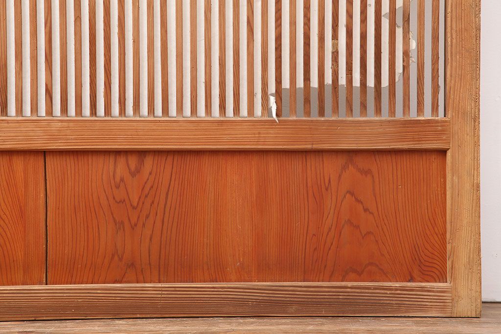 レトロ建具　昭和中期　温かな雰囲気を醸し出す格子戸2枚セット(ガラス帯戸、引き戸)(R-040513)