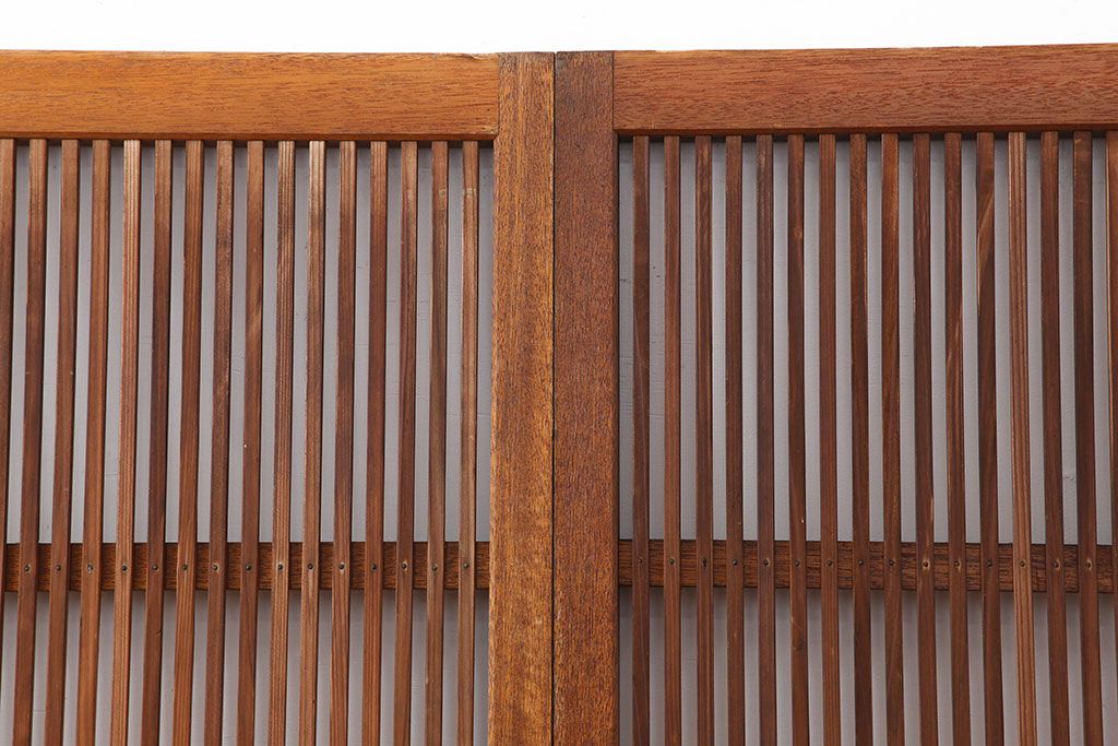 レトロ建具　昭和中期　和モダンにもぴったりの格子戸4枚セット(ガラス帯戸、引き戸)(R-040514)