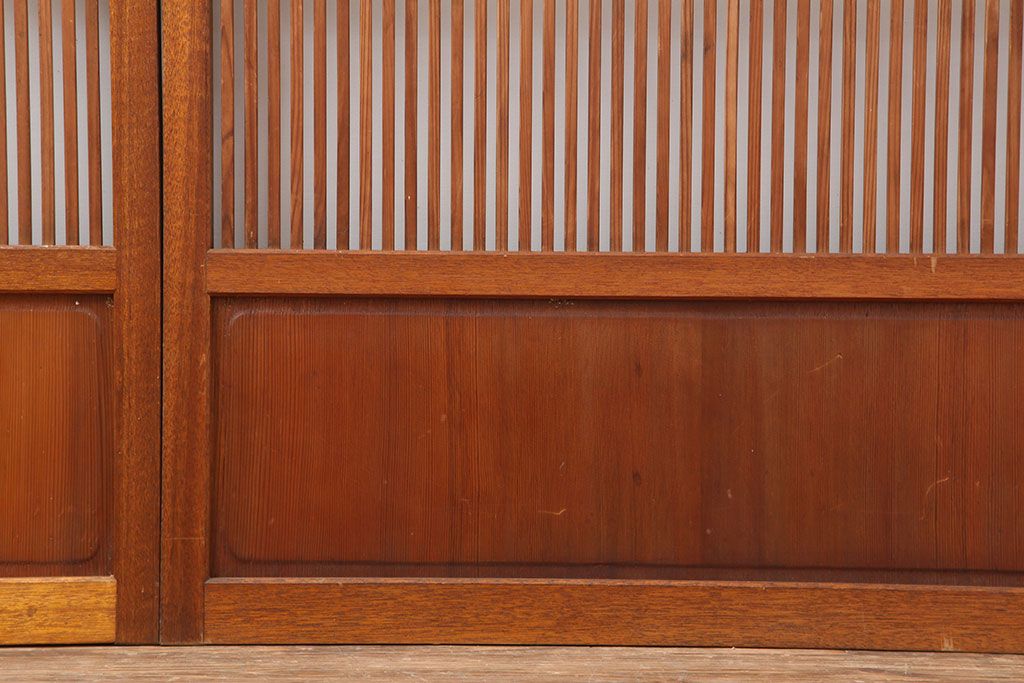 レトロ建具　昭和中期　和モダンにもぴったりの格子戸4枚セット(ガラス帯戸、引き戸)(R-040514)