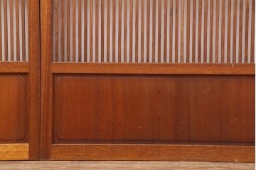 レトロ建具　昭和中期　和モダンにもぴったりの格子戸4枚セット(ガラス帯戸、引き戸)(R-040514)