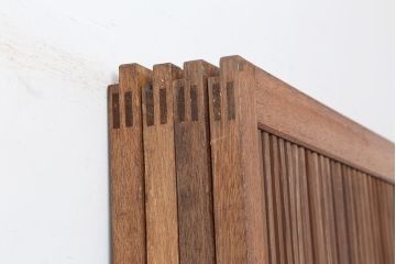 レトロ建具　昭和中期　和モダンにもぴったりの格子戸4枚セット(ガラス帯戸、引き戸)(R-040514)