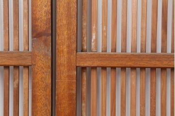 レトロ建具　昭和中期　和モダンにもぴったりの格子戸4枚セット(ガラス帯戸、引き戸)(R-040514)