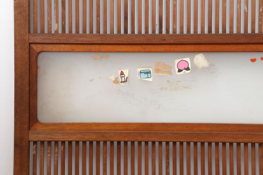 レトロ建具　昭和中期　和モダンにもぴったりの格子戸4枚セット(ガラス帯戸、引き戸)(R-040514)