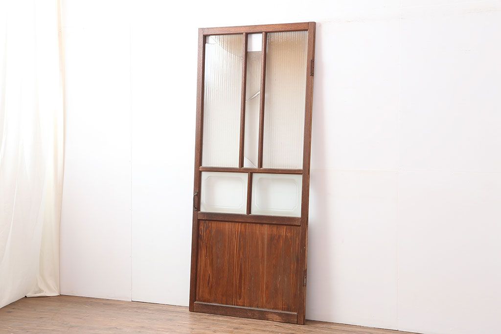 レトロ家具　ノスタルジックな雰囲気漂うガラス扉(ドア)(R-040515)