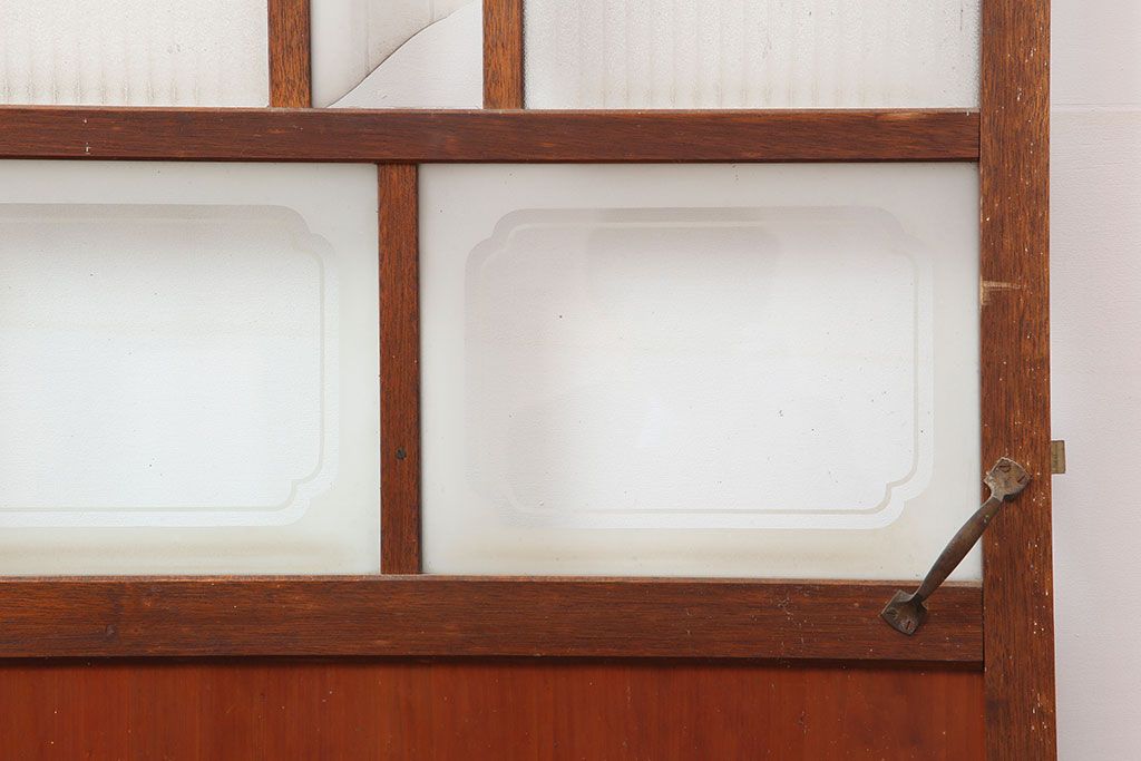 レトロ家具　ノスタルジックな雰囲気漂うガラス扉(ドア)(R-040515)