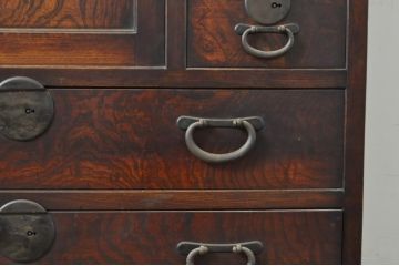 アンティーク家具　三方ケヤキ材　高級感漂う上手物の帳場箪笥(キャビネット、戸棚)(R-040542)