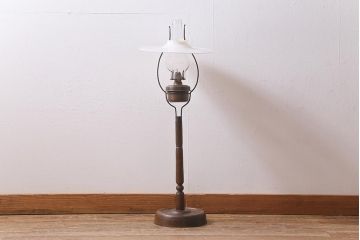 アンティーク雑貨　明治大正　5分芯　ランタン型の座敷ランプ(洋燈、オイルランプ)(R-040546)