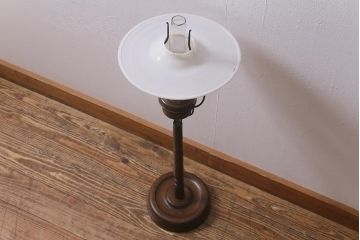 アンティーク雑貨　明治大正　5分芯　ランタン型の座敷ランプ(洋燈、オイルランプ)(R-040546)