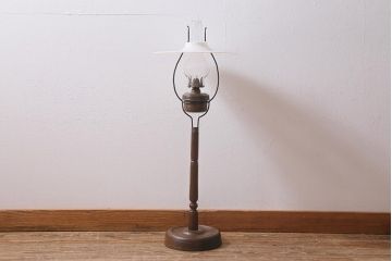 アンティーク雑貨　明治大正　5分芯　ランタン型の座敷ランプ(洋燈、オイルランプ)(R-040546)