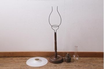アンティーク雑貨　明治大正　5分芯　ランタン型の座敷ランプ(洋燈、オイルランプ)(R-040546)