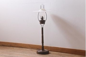 アンティーク雑貨　明治大正　5分芯　ランタン型の座敷ランプ(洋燈、オイルランプ)(R-040546)