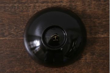 古民具　大正昭和初期　黒漆鶴蒔絵蓋付木製椀10客セット(お椀、漆器)(R-040548)