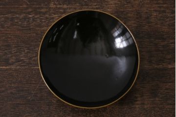 古民具　大正昭和初期　黒漆鶴蒔絵蓋付木製椀10客セット(お椀、漆器)(R-040548)