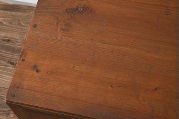 レトロ家具　温もりあふれるレトロな木製平机(デスク、ワークデスク、在宅ワーク、在宅用)(R-040562)