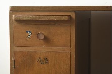 レトロ家具　昭和中期　様々な使い方ができるレトロな両袖机(デスク、ワークデスク、サイドキャビネット、サイドチェスト、在宅用、在宅ワーク)(R-040563)