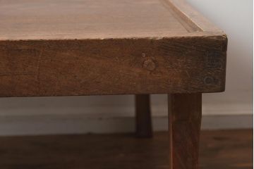レトロ家具　大正昭和初期　栓材　古い木の質感が味わい深い角ちゃぶ台(折りたたみテーブル、座卓、ローテーブル)(R-040564)