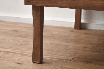 レトロ家具　大正昭和初期　栓材　古い木の質感が味わい深い角ちゃぶ台(折りたたみテーブル、座卓、ローテーブル)(R-040564)