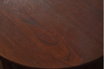 レトロ家具　昭和初期　栓材　くっきりした木目が魅力の丸ちゃぶ台(折りたたみテーブル、座卓、ローテーブル)(R-040565)