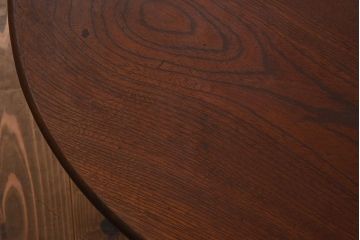 レトロ家具　昭和初期　栓材　くっきりした木目が魅力の丸ちゃぶ台(折りたたみテーブル、座卓、ローテーブル)(R-040565)