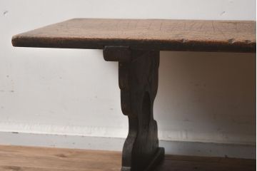アンティーク家具　明治大正期　天板一枚板　使いこまれた木肌が味わい深い文机(座机、ローテーブル、飾り台)(R-040567)