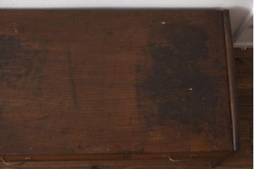 レトロ家具　昭和中期　2色の木色がおしゃれな文机(座机、飾り台)(R-040568)