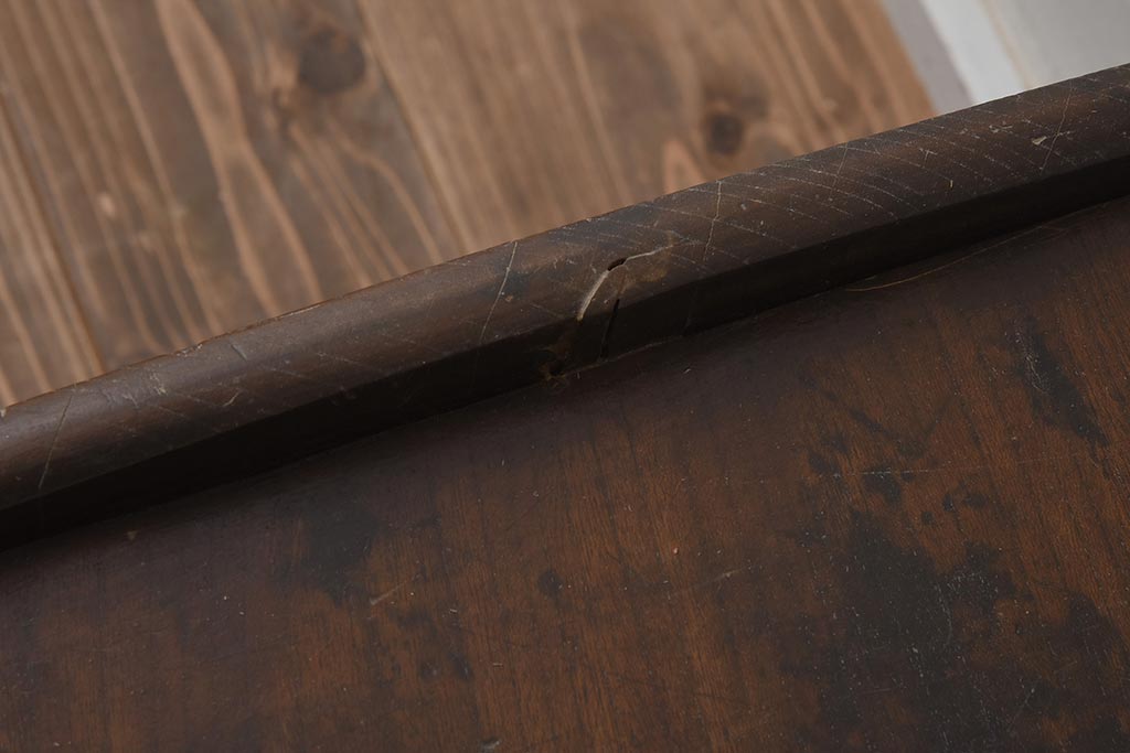 レトロ家具　昭和中期　2色の木色がおしゃれな文机(座机、飾り台)(R-040568)