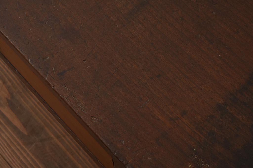 レトロ家具　昭和中期　2色の木色がおしゃれな文机(座机、飾り台)(R-040568)