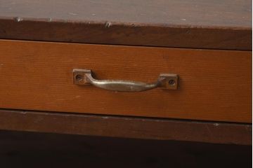 レトロ家具　昭和中期　2色の木色がおしゃれな文机(座机、飾り台)(R-040568)