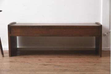 レトロ家具　昭和中期　2色の木色がおしゃれな文机(座机、飾り台)(R-040568)