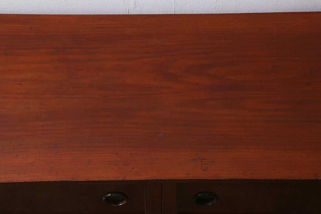 アンティーク家具　上手物!　前面欅(ケヤキ)材共縁　漆塗り　最高級大川箪笥サイドボード(和箪笥、時代箪笥)(R-040569)