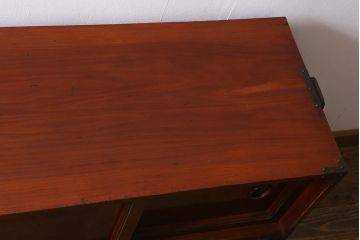 アンティーク家具　上手物!　前面欅(ケヤキ)材共縁　漆塗り　最高級大川箪笥サイドボード(和箪笥、時代箪笥)(R-040569)