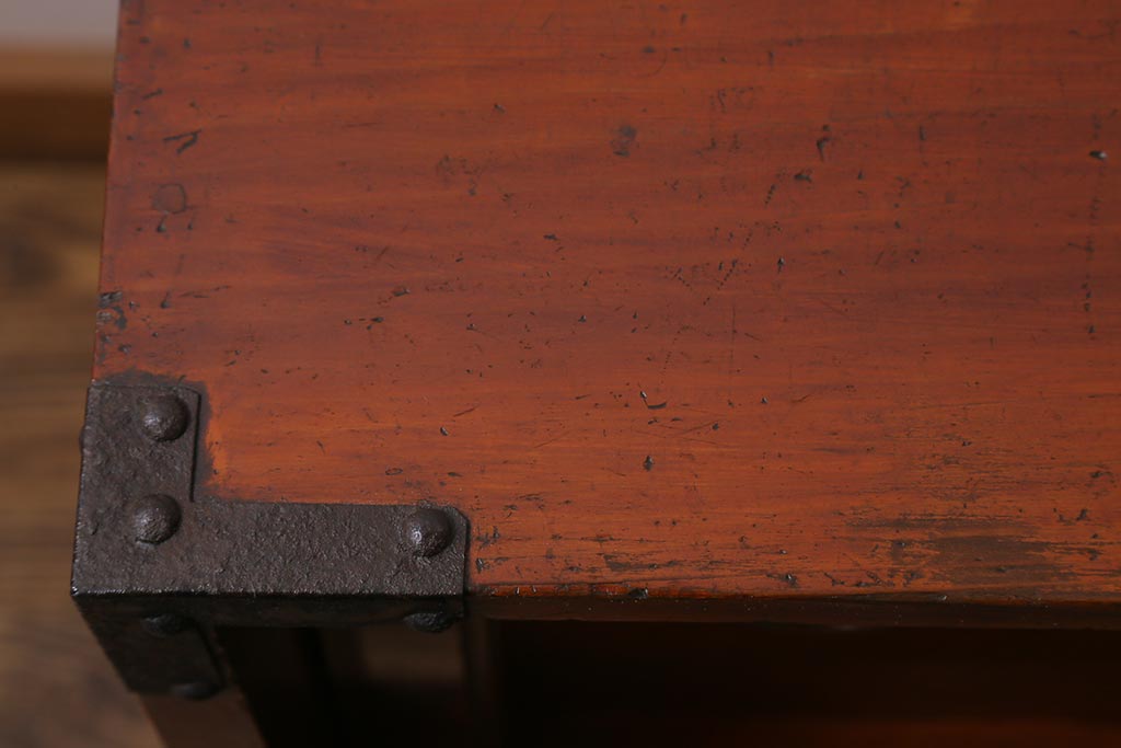 アンティーク家具　上手物!　前面欅(ケヤキ)材共縁　漆塗り　最高級大川箪笥サイドボード(和箪笥、時代箪笥)(R-040569)