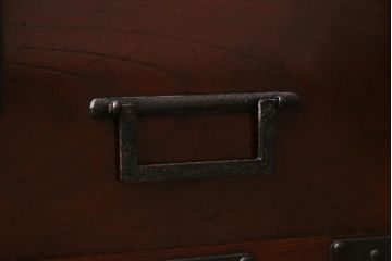 アンティーク家具　上手物!　前面欅(ケヤキ)材共縁　漆塗り　最高級大川箪笥サイドボード(和箪笥、時代箪笥)(R-040569)