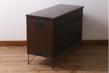 レトロ雑貨　鉄脚リメイク　上品なレトロスタイルに合う桐材製のリビングボード(テレビ台、衣装箪笥、桐箪笥、桐たんす)(R-040570)