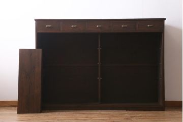 ラフジュ工房オリジナル　書院戸リメイク　富士・投網の図柄　和の風情あふれる組子サイドボード(曳き網、下駄箱、収納棚、キャビネット)(R-040571)