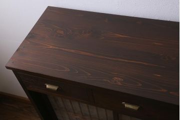 ラフジュ工房オリジナル　書院戸リメイク　富士・投網の図柄　和の風情あふれる組子サイドボード(曳き網、下駄箱、収納棚、キャビネット)(R-040571)