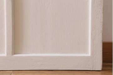 レトロ建具　銀モールガラス・すりガラス　清潔感漂うホワイトペイントのガラス戸2枚セット(引き戸、建具)(R-040572)