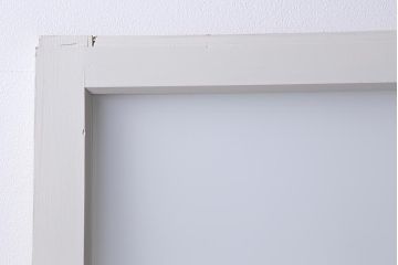 レトロ建具　銀モールガラス・すりガラス　清潔感漂うホワイトペイントのガラス戸2枚セット(引き戸、建具)(R-040572)