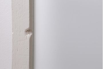 レトロ建具　銀モールガラス・すりガラス　清潔感漂うホワイトペイントのガラス戸2枚セット(引き戸、建具)(R-040572)