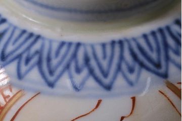 アンティーク雑貨　幕末明治期　伊万里焼　色絵蓋茶碗2客セット(蓋付茶碗、和食器)(R-040573)