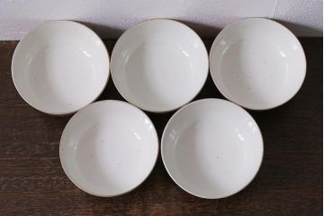 アンティーク雑貨　幕末明治期　伊万里焼　色絵蓋茶碗5客セット(蓋付茶碗、和食器)(R-040575)