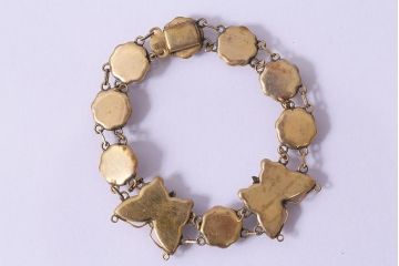 レトロ雑貨　鉄地肥後象嵌　蝶をモチーフにしたネックレス・ブレスレット　セット(R-040585)