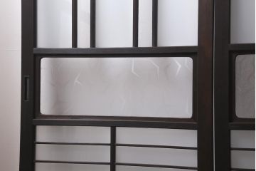 アンティーク建具　昭和中期　すりガラス　落ち着いた雰囲気が魅力的なガラス戸4枚セット(引き戸)(R-040587)