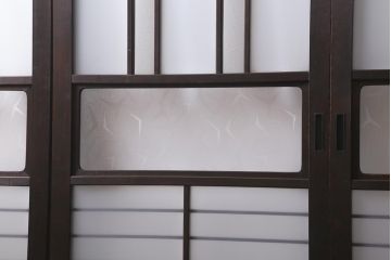 アンティーク建具　昭和中期　すりガラス　落ち着いた雰囲気が魅力的なガラス戸4枚セット(引き戸)(R-040587)
